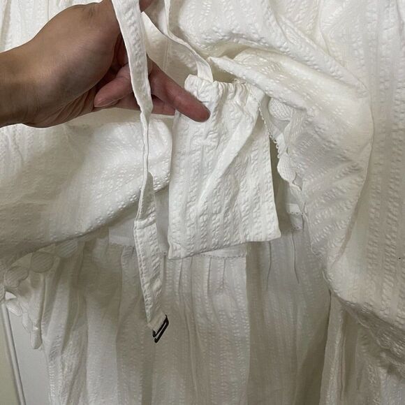NEW! ANTHROPOLOGIE Maeve White boho high low tiered dress removable strap Medium - Picture 9 of 11